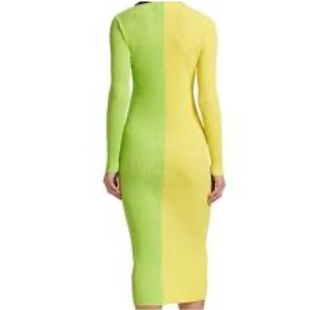 Staud Shoko Colorblocked Midi Dress in Multicolor lime ribbed knit maximalist - Picture 3 of 11